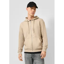 QS Sweatjacke Sweatshirt Jacke Basic-Sweatjacke mit Kapuze Herren Beige XXL