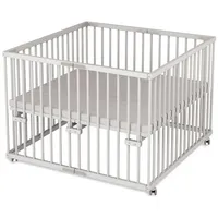 Sämann Babybett Laufgitter 100x100 cm faltbar mit Matratze weiß Premium Kollektion, faltbar, stufenlos höhenverstellbar weiß