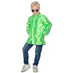 Neon-grünes Rüschenhemd Martin für Kinder - 152