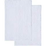 Decomira Badematte rutschfest | Als Badteppich Set kombinierbar | Badezimmer-Teppich Bad-Vorleger waschbar aus Chenille | Duschvorleger für Dusche, Badewannen, WC Deko | Weiss - 50x80 cm (2stk)
