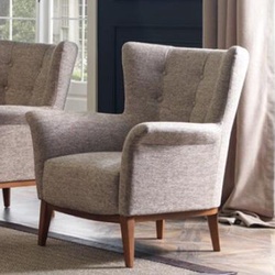 JVmoebel Sessel, Chesterfield Sessel Couch Polster Luxus Holz mit Textil Stil Modern grau