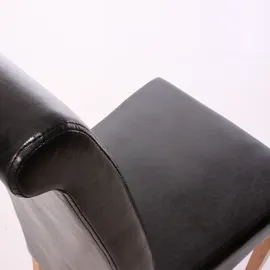 Mendler 2er-Set Esszimmerstuhl Küchenstuhl Stuhl M37 Leder, schwarz, dunkle Füße