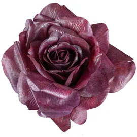 Creativ green Kunstpflanze CREATIV GREEN "Clip mit Rose", rot (dunkelrot), H:3cm Ø:18cm, Kunststoff, Kunstpflanzen, Kunstpflanze, mit Clip