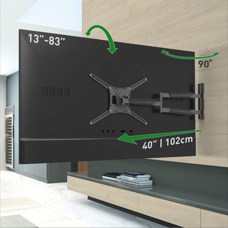 Barkan 102cm Lange TV Wandhalterung, 13-83 Zoll Schwenkbar/Neigbar/Vollbewegung TV Halterung, hält bis 50Kg, extra Langer Auszug, für LED OLED LCD, Max. VESA 600x400, BM443XL