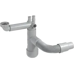 PREVEX Flexloc Universal-Platzspar-Siphon für Küchenspüle, flexibles Ablaufrohr | aus recyceltem Kunststoff