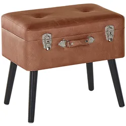 Hocker mit Stauraum MALLARD Kunstleder Goldbraun
