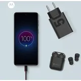 Motorola TurboPower 50W Duo USB-C + USB-A mit USB-C-Kabel, Schwarz - Schwarz