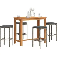 vidaXL Gartenbar Set 5-tlg. Grau