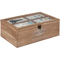Atmosphera - Nähkästchen Winter - Holz - 30x10 cm - Kastanienbraun