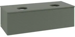 V&B Waschtischunterschrank mit Frontstruktur, mit Beleuchtung Antao 120x36x50cm, WBP Lac, lea gre. m Lac
