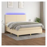 vidaXL Boxspringbett mit Matratze & LED Creme 180x200 cm Stoff