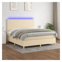 vidaXL Boxspringbett mit Matratze & LED Creme 180x200 cm Stoff