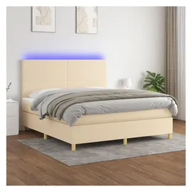 vidaXL Boxspringbett mit Matratze & LED Creme 180x200 cm Stoff