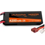 modster LiPo Akku 2S 7,4V 4200 mAh 35C (Deans) PowerPack Car Hardcase (7.40 V, 4200 mAh)