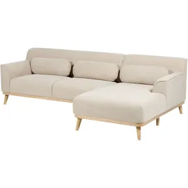Beliani Ecksofa Cord Hellbeige linksseitig