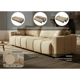 OTTO home Schlafsofa OTTO HOME "YLVAA 3-Sitzer, 239cm/Schlafsofa (132/198)-OTTO. Verlässliche Qualität", beige, B:239cm H:80cm T:52cm, Sofas, Schlafsofa, Tonnentaschen-Federkern, Bettkasten, Feinstruktur weich