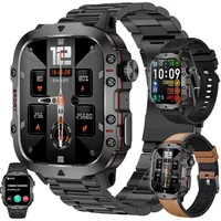 Herren-Smartwatch mit Telefonfunktion,  AMOLED 5ATM wasserdichte Fitnessuhr mit Schrittzähler, Herzfrequenz, SpO2, Schlafmonitor, 123 Sportmodi - Braun