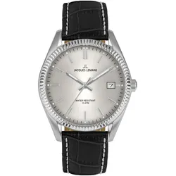 Quarzuhr JACQUES LEMANS, schwarz, Armbanduhren, Damen, Armbanduhr, Damenuhr, analog, Datum, Lederarmband