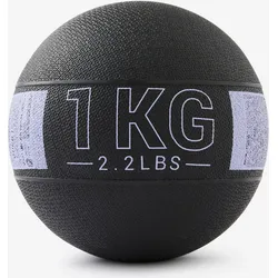 Medizinball 1 kg Gummi - schwarz/grau 1 KG