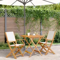 vidaXL 3-tlg. Bistro-Set Cremeweiß Stoff und Massivholz