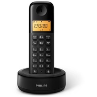 Philips D1601B - Schnurloses Telefon, DECT Telefon, Festnetzanschluss, 4,1 cm Display, Rückkopplung, Freisprechen, Anrufer-ID, Plug & Play, Eco+, Schwarz
