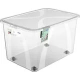 Rotho Aufbewahrungsbox Lona mit Rollen und Deckel 50 L transparent