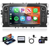 2G+64G Wireless Carplay Android 13 Autoradio für Ford Focus II mk2 Mondeo S-Max C-Max Galaxy Kuga mit Android Auto Navi GPS WIFI 7 Zoll Autoradio mit Mirror Link Bluetooth FM/RDS/DAB/EQ Rückfahrkamera