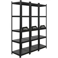 Proregal MegaDeal 3x All Black Series Schwerlastregal Ragnar HxBxT 180x45x45cm Fachlast 100kg Matt Schwarz, Steckregal Garagenregal