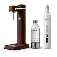 Aarke Carbonator 3, Wassersprudler aus Edelstahl im modernen Burgundy Finish mit BPA-freier 1L PET-Flasche + CO2 Zylinder, Sprudelwasserbereiter für Leitungswasser, kompatibel mit 60L CO2-Zylindern