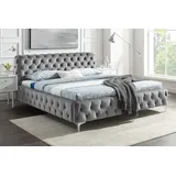 Riess-Ambiente Doppelbett MODERN BAROCK 160x200cm grau Samt Chesterfield