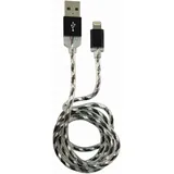 LC-POWER LC-C-USB-Lightning-1M-8 (MFI) USB A zu Lightning Kabel, schwarz/silber,
