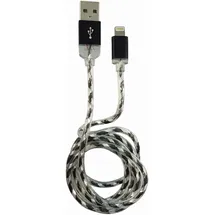 LC-POWER LC-C-USB-Lightning-1M-8 (MFI) USB A zu Lightning Kabel, schwarz/silber,