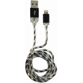 LC-POWER LC-C-USB-Lightning-1M-8 (MFI) USB A zu Lightning Kabel, schwarz/silber,