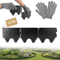 Rasenkante Kunststoff Rasenkanten 9,7mx13cm, Leicht zu Verarbeitende Flexible Beeteinfassung,Beetbegrenzung Beetumrandung Rasenkantenband - Schwarz
