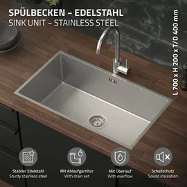 ML-Design Spülbecken 70 x 40 x 20 cm Silber