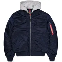 Alpha Industries MA-1 Zip Hood Back EMB blau M