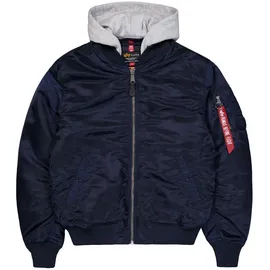 Alpha Industries MA-1 Zip Hood Back EMB blau M