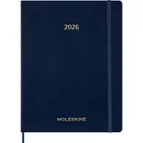 Moleskine 15 Monate Essential Wochenkalender 2025/2026, 1 Wo = 2 Seiten, vertikal, XXL, fester Einband, Saphirblau