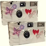 2X 1A PHOTO PORST Einwegkamera Edition Butterfly, Schmetterling, mit Blitz, Batterien und Film (2er Pack, je 27 Aufnahmen)