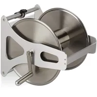 Relaxdays Schlauchtrommel Metall, Schlauchaufroller leer, Edelstahl & Aluminium, Boden