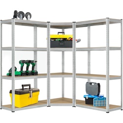 Juskys 3er Metall Regalsystem Easy   1 Eckregal & 2 Schwerlastregale   12 MDF Holz Böden   960kg