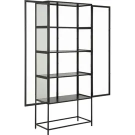 Actona GROUP, schwarz (esche schwarz, matt schwarz), B:77cm H:186cm T:35cm, Melamin, Metall, Schränke, mit Glastüren und Metallrahmen, 4 Einlegeböden, B: 77 x H: 185,6 cm