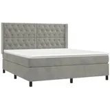 vidaXL Boxspringbett mit Matratze Hellgrau 160x200 cm Samt