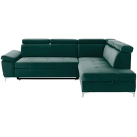 Carryhome Ecksofa, Grün, Textil, 5-Sitzer, Ottomane rechts, L-Form, 271x206 cm, Stoffauswahl, Liegefunktion, seitenverkehrt erhältlich, Rücken echt, Wohnzimmer, Sofas & Couches, Wohnlandschaften, Ecksofas