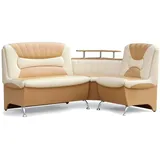RODNIK Eckbank Arabika Essecke Sitzbank Beige-Creme Kunstleder inkl. Ablage und Stauraum