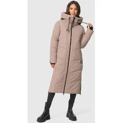 Winterjacke MARIKOO "Nadaree XVI", Damen, Gr. S, grau (taupe grau), Obermaterial: 100% Polyester; Futter: 100% Polyester; Wattierung: 100% Polyester; Ärmelfutter: 100% Polyester, Jacken, Stepp Mantel mit großer Kapuze
