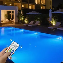ideoon lights 4er Set Multicolor-LED-Unterwasserleuchte mit Fernbedienung