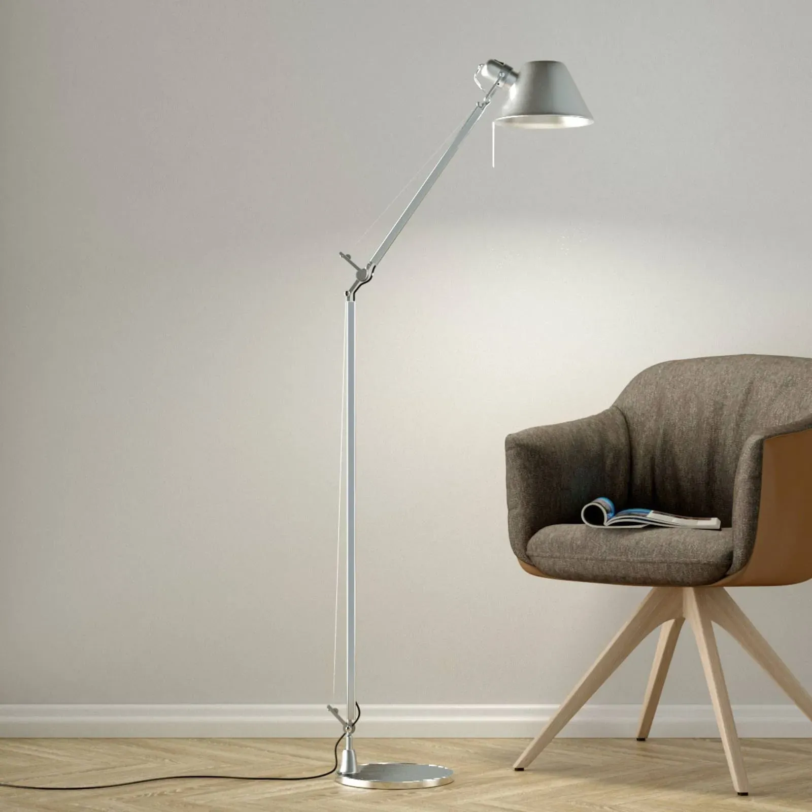 Artemide Design Stehlampe Tolomeo Lettura, alu / grau / zink, für Arbeitszimmer / Büro, Aluminium, Design, Stehlampe - cm - cm - 167 cm