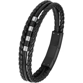 s.Oliver Armband Edelstahl Leder schwarz
