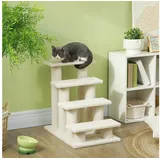 furnicato Katzen-Kletterwand Katzentreppe Cremeweiß 63,5x43x60 cm für ältere und klein weiß